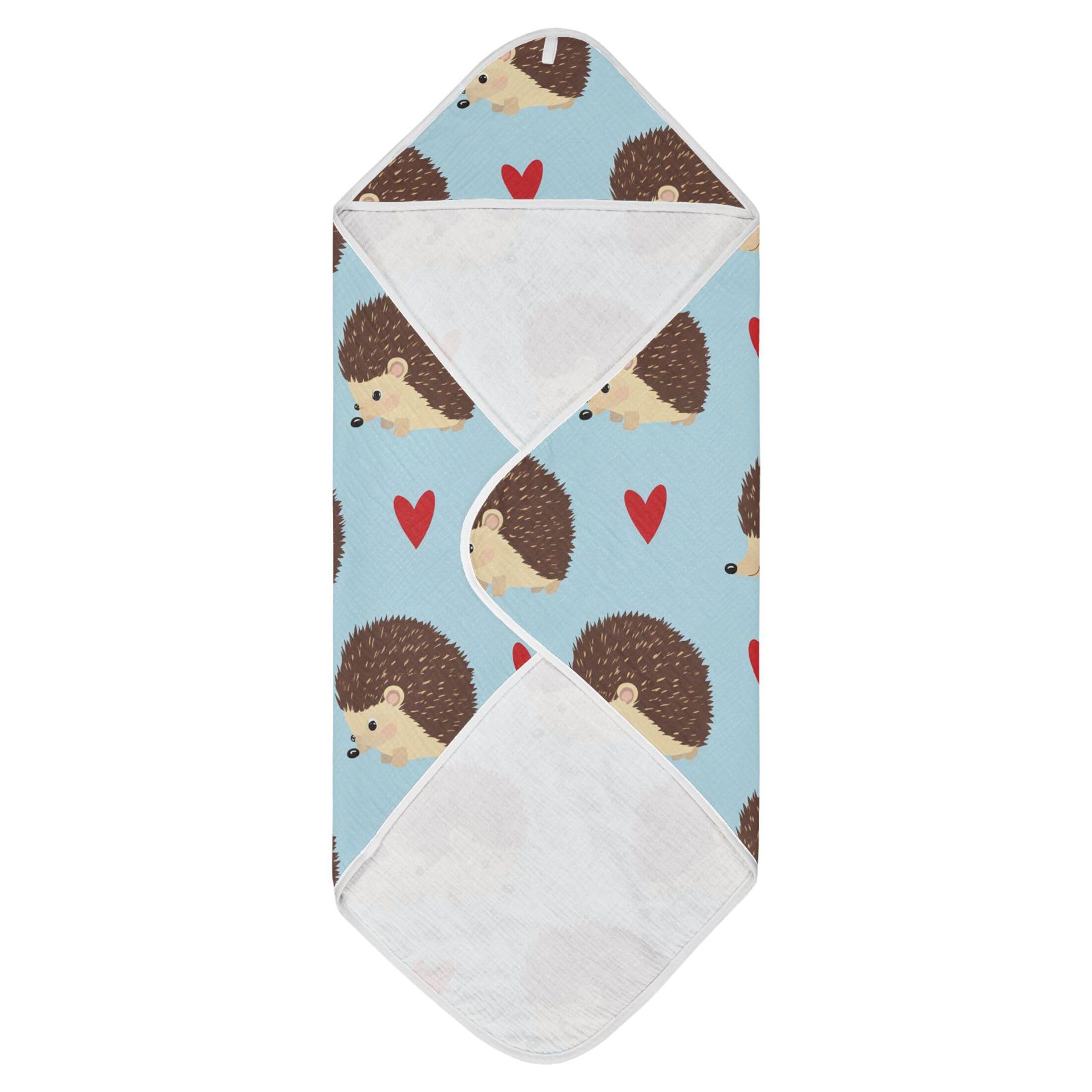 Kigai Baby Hooded Towel Absorbent Baby Bath Shower Towel with Hood for Newborn Boys Girls Babies Infant Toddler (Cute Hedgehogs 30 x 30 in)