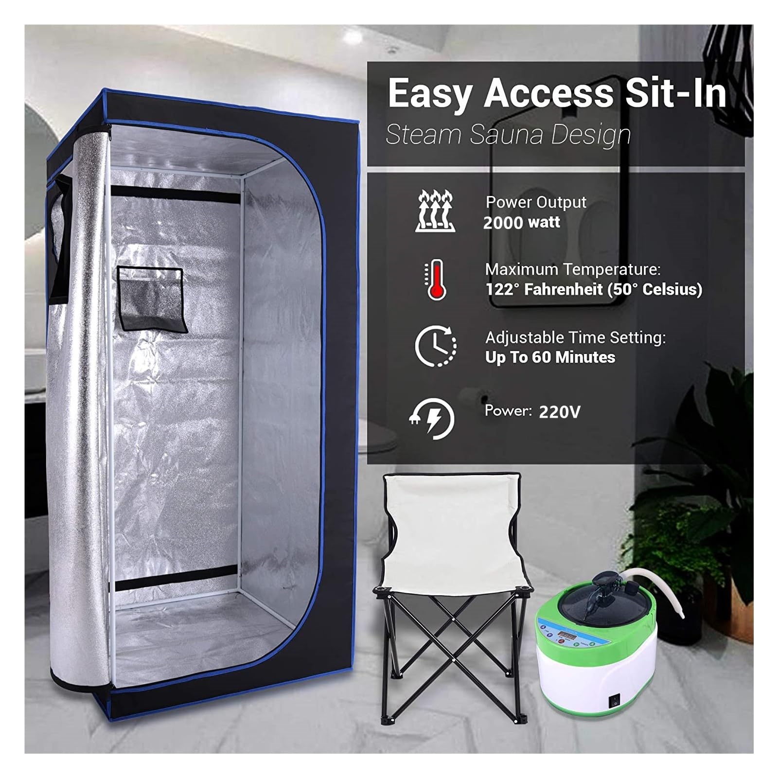 Sauna portable, Tente complète de plus grande tail for Sauna, un Spa personnel, 4l, vapeur, facilite l'insomnie, Support de tuyau en acier, hammam Portbab