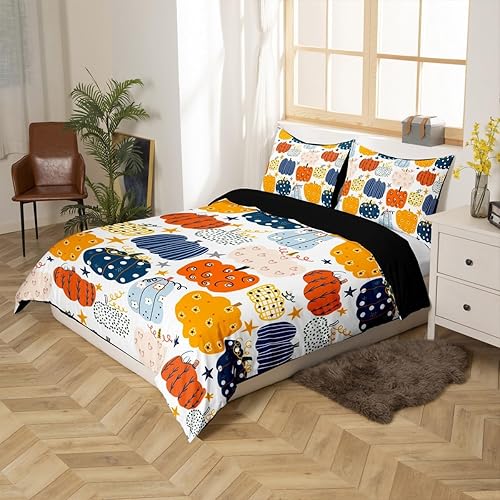 Miniatura 5 de Juego de funda de edredón de cosecha, tamaño individual, diseño rústico de hoja de arce y calabaza, para niños y niñas, regalos del día de Acción de