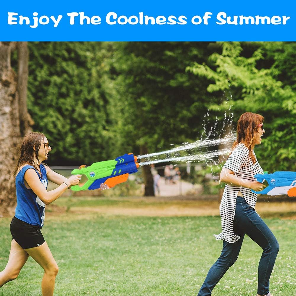 High Powered Water Guns, 35 Feet Long Range Water Squirt for Kids and Adults, 1200CC 2 Pack Squirt Guns for Swimming Pools Party Outdoor Beach Sand