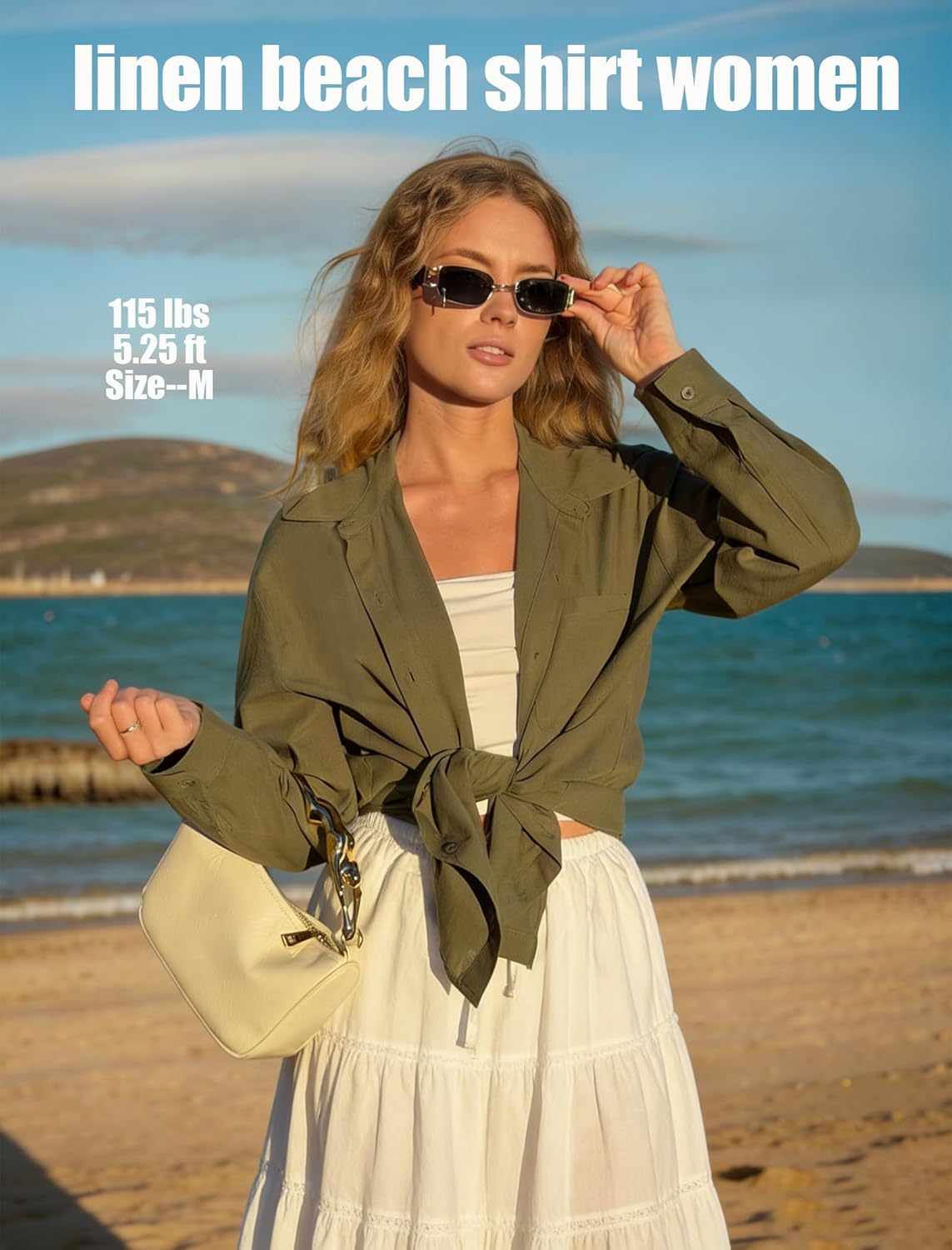 HOTOUCH Womens Button Down Shirts Linen Cotton Long Sleeve Blouses Casual Collared Loose Fit Gauze Tops with Pocket - Image 4