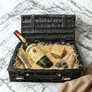Jameson Triple Distilled Irish Whiskey Gift Hamper 70cl 40 ABV with Sea Salt Caramel Chocolates Silver Jigger Whiskey Stones Irish Whiskey Gift Set UK