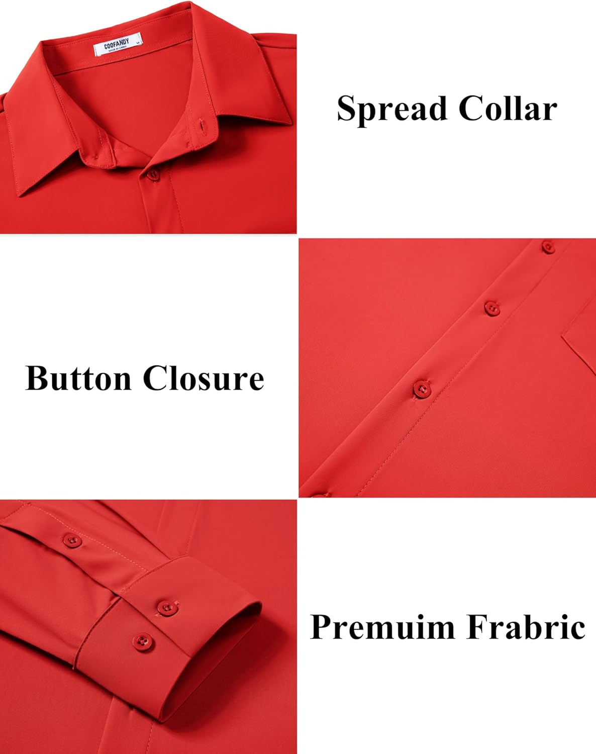 COOFANDY Stretch Mens Dress Shirts Wrinkle Free Long Sleeve Dress Shirt Muscle Fit Button Down Shirt - Image 5