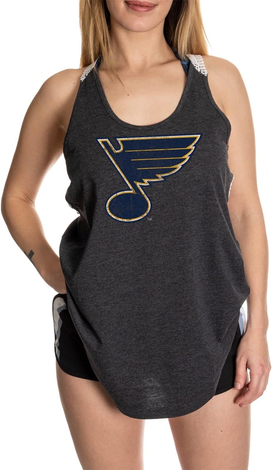 Calhoun NHL Ladies Flowy Racerback Crochet Lace Tank Top