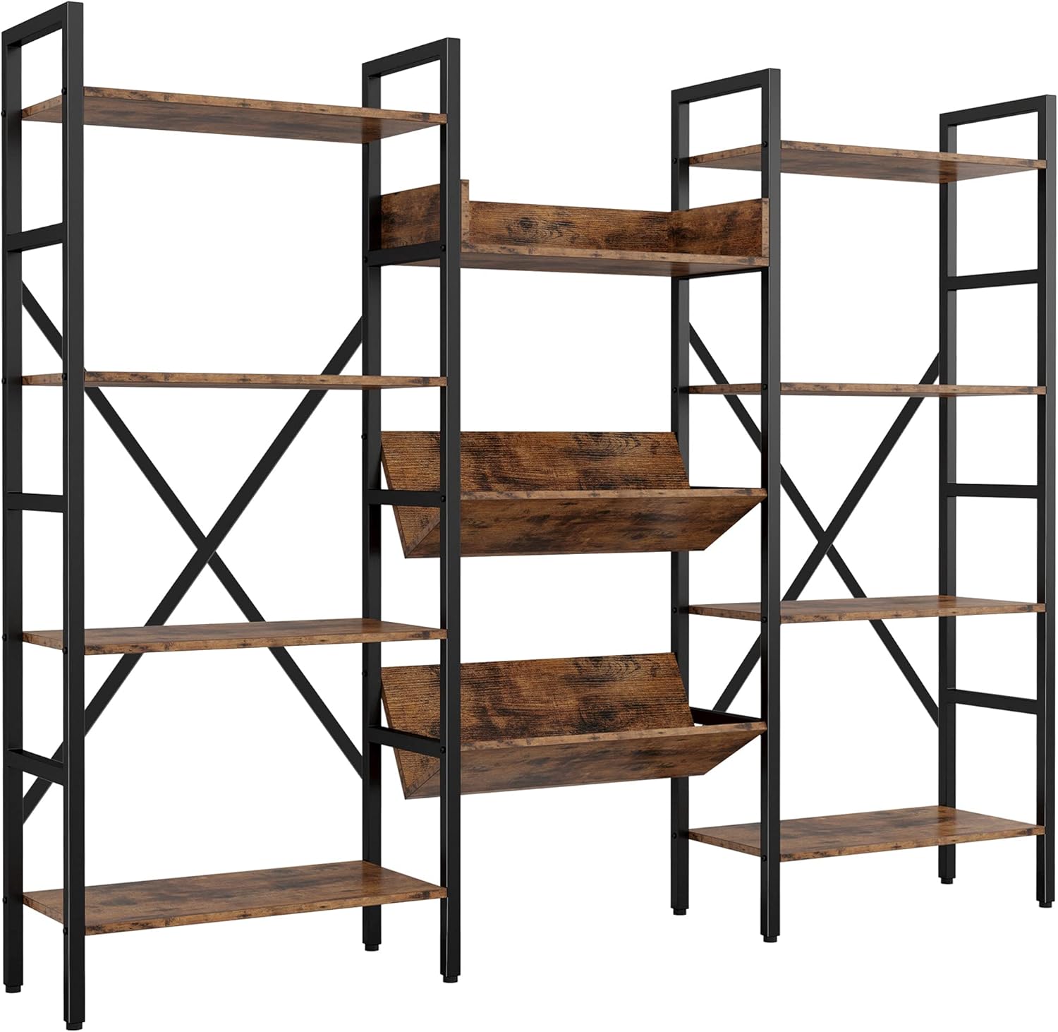 IRONCK Bookcases and Bookshelves Triple Wide 4 Tiers