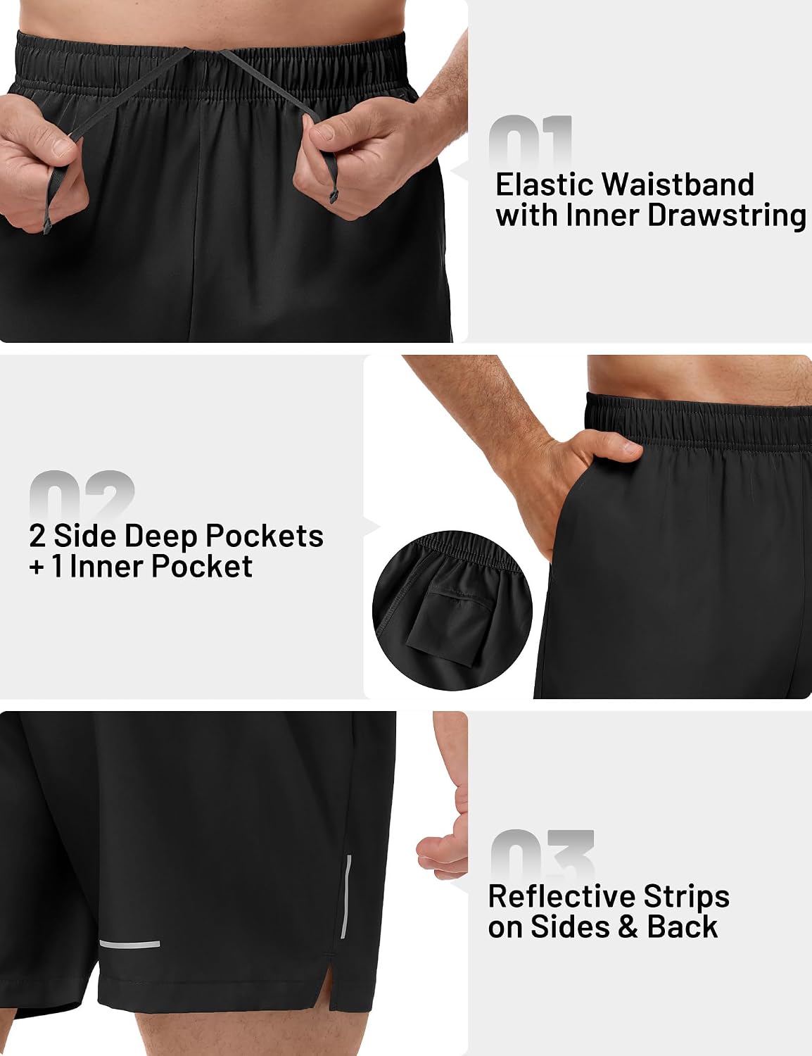 MIER Mens 5 Inch Inseam Shorts for Athletic Running Workout, Lightweight Dry Fit Gym Fitness Shorts with Pockets, 2 Pack