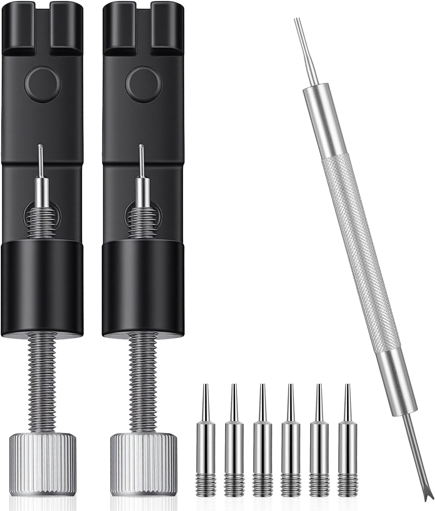 2Pcs Watch Kit Link Remover, Watch Link Removal Tool Kit Metal Bracelet Links Removal Kits with Pin Pusher for Band Sizing & Repair