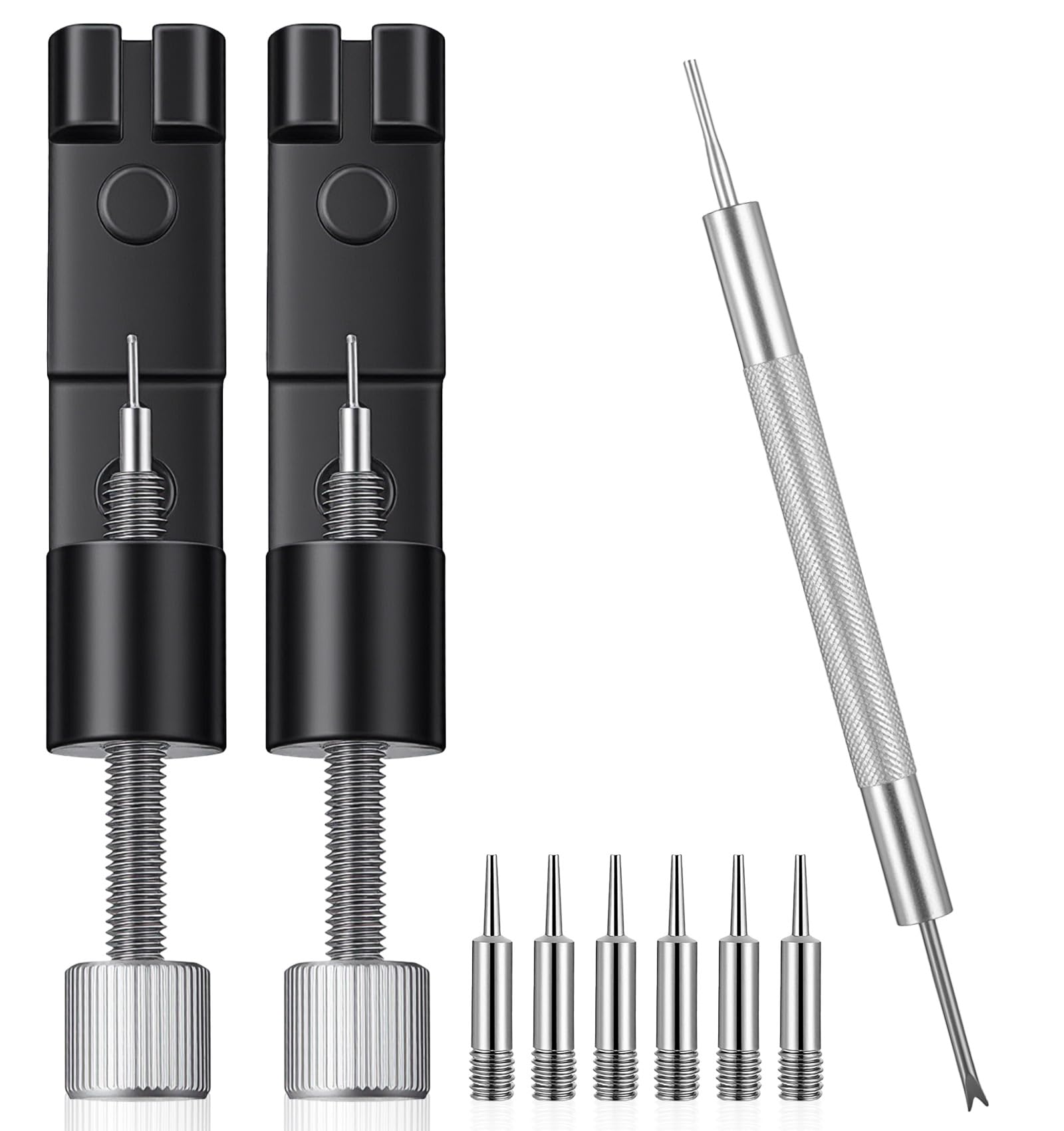 2Pcs Watch Kit Link Remover, Watch Link Removal Tool Kit Metal Bracelet Links Removal Kits with Pin Pusher for Band Sizing & Repair