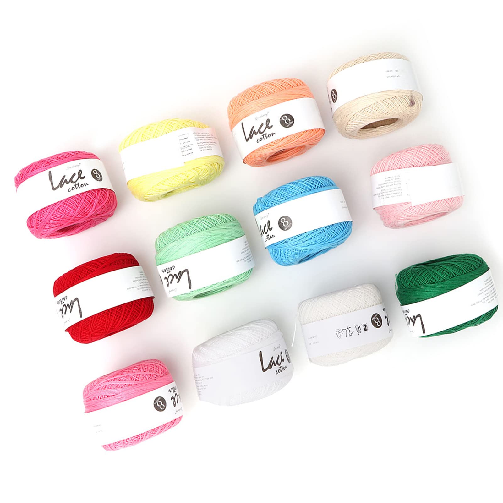 Filato di Cotone, Lana per infeltrimento Ad Ago, Linea di Pizzo All'Uncinetto Multicolore, Filati per Maglieria A Mano, Ricamo Artigianale Fine Estate Seta Leggera Linea Sottile (12 Colori per Set)