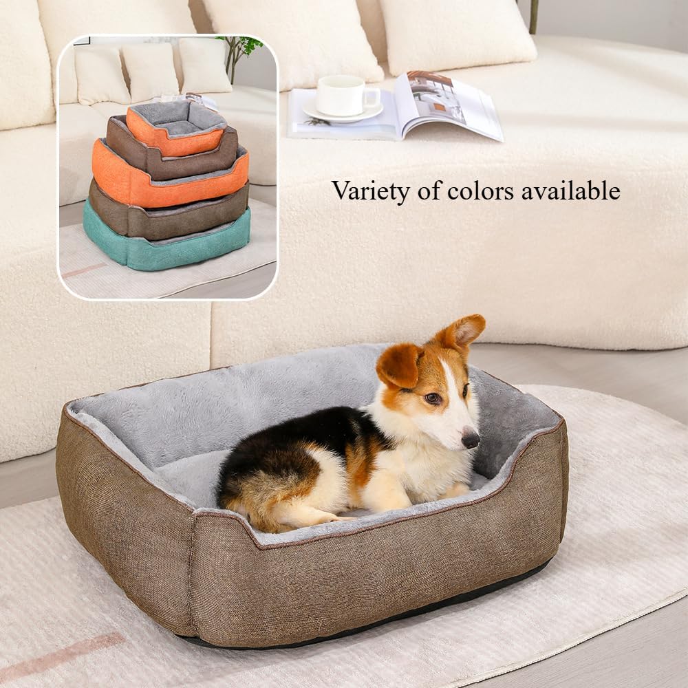 Rectangle Dog Bed for Large/Medium/Small Dogs – Washable Pet Sofa with Bolster Sides, Non-Slip Bottom & Waterproof Lining – Durable Cuddler Mat(29.13''X8.27''X22.83'',Coffee)