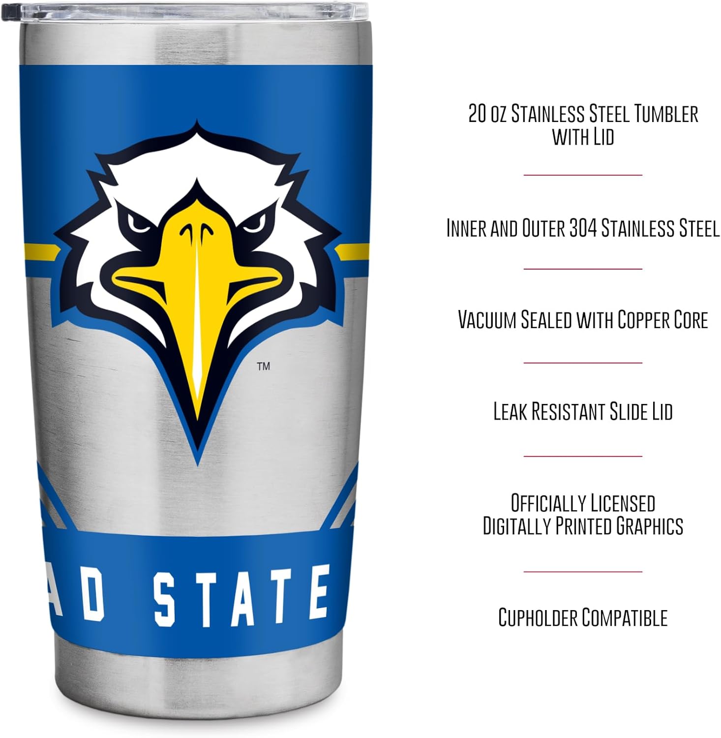 Rico Industries NCAA Morehead State Eagles Standard 20oz Stainless Steel Tumbler with Lid - Great For Coffee, Tea, Water or Cocktails - Image 7