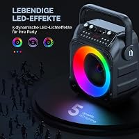 Wowstar Karaoke készlet 2 mikrofonnal, hordozható Bluetooth hangszóró színes fényekkel, TF/USB FM AUX, TWS felnőtteknek és gyerekeknek 4