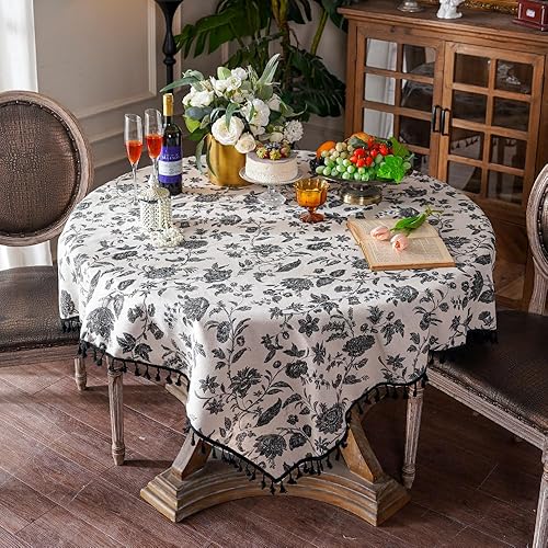 Miniatura 19 de SUTAVIA - Mantel rojo boho de lino y algodón con borla, antiarrugas, lavable, para decoración del hogar, fiesta de vacaciones, mesa de comedor (Rojo