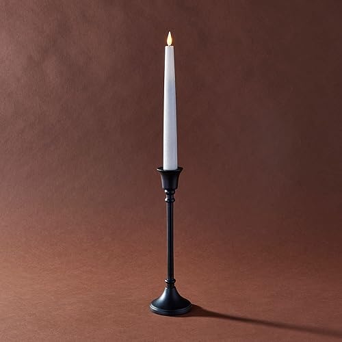 LampLust Portavelas cónico, 9 pulgadas, negro mate, portavelas de metal alto para velas cónicas estándar, decoración de granja, decoración de mesa