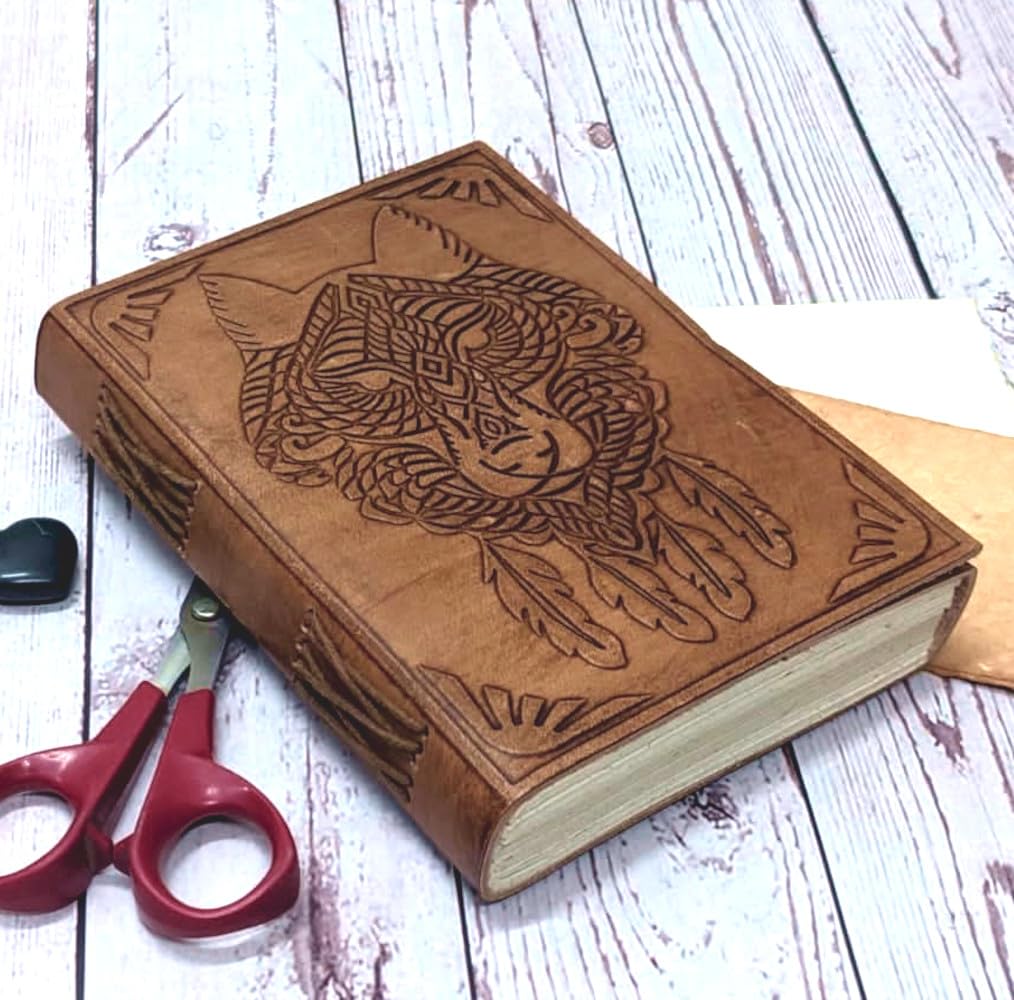 Purpledip Leather Journal (Diary Notebook) 'The Beast': Handmade Paper In Leather Cover For Corporate Gift or Personal Memoir (11322)