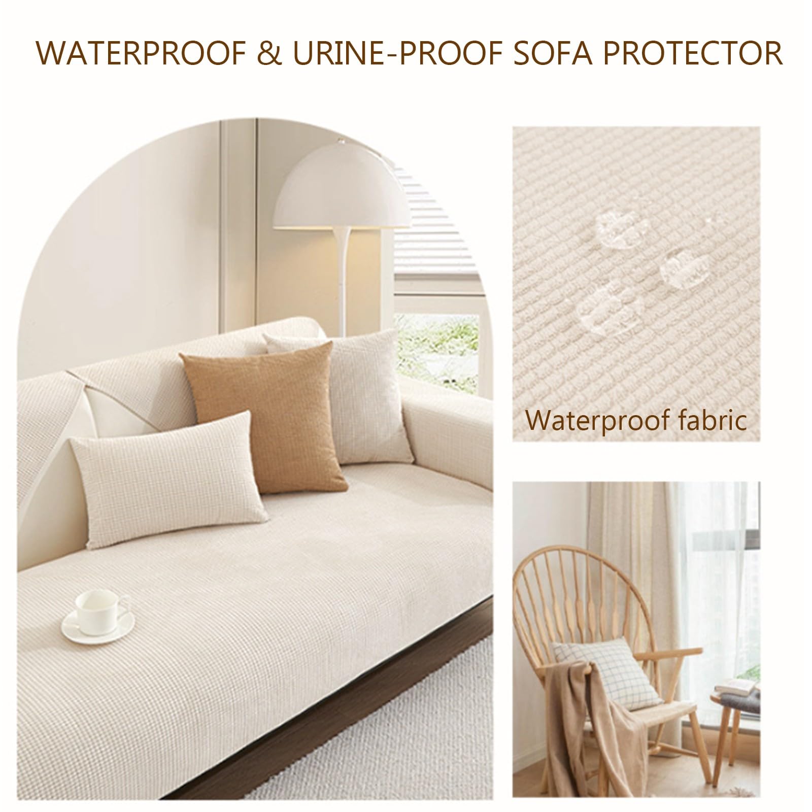 Modularer Sofabezug, babysicher, weicher Maisstoff, rutschfeste Partikel, maschinenwaschbar & wasserdicht, für Sektionalsofa (Dunkelgrau, 70 x 210 cm)