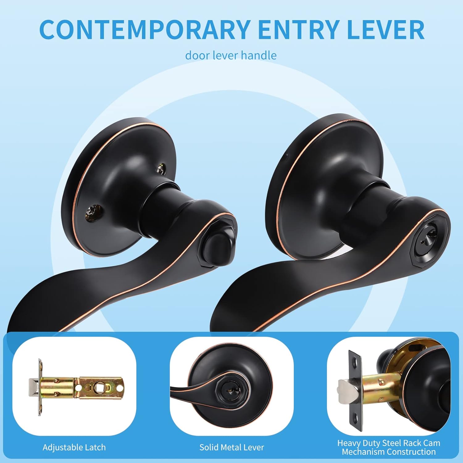 Free Shipping Offer 10 Pack Bulk Door Handles with Lock and Keys, Bed and Bath Door Knobs Oil Rubbed Bronze, Keyed Alike Entry Door Knobs Interior, Door Handle Lock for Right or Left Handed Doors