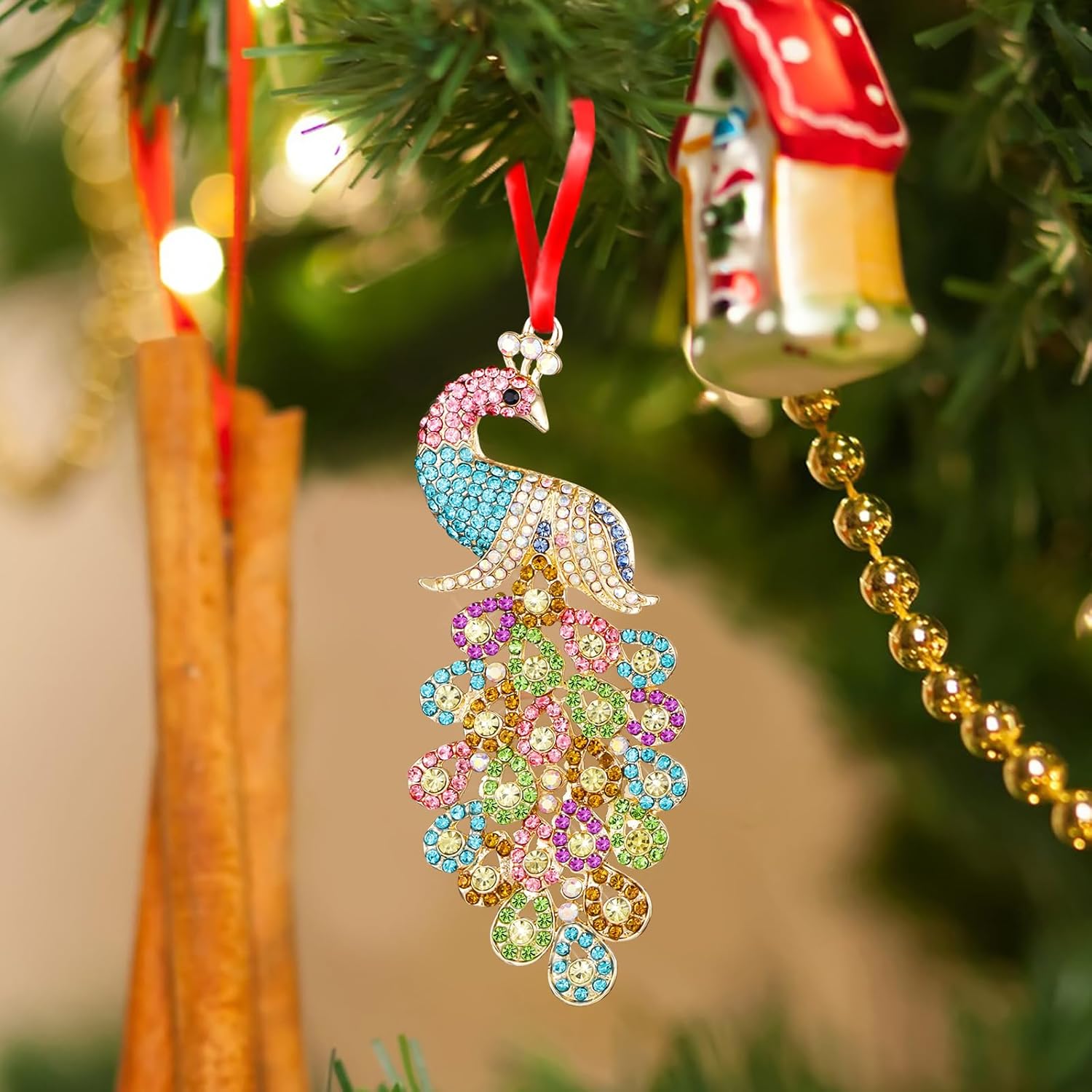 SICOHOME Peacock Christmas Ornaments - Colorful Peacock Ornaments for christmas tree Hanging Christmas Ornaments Peacocks Decorations Keepsake Gifts for Women Girls - Image 3