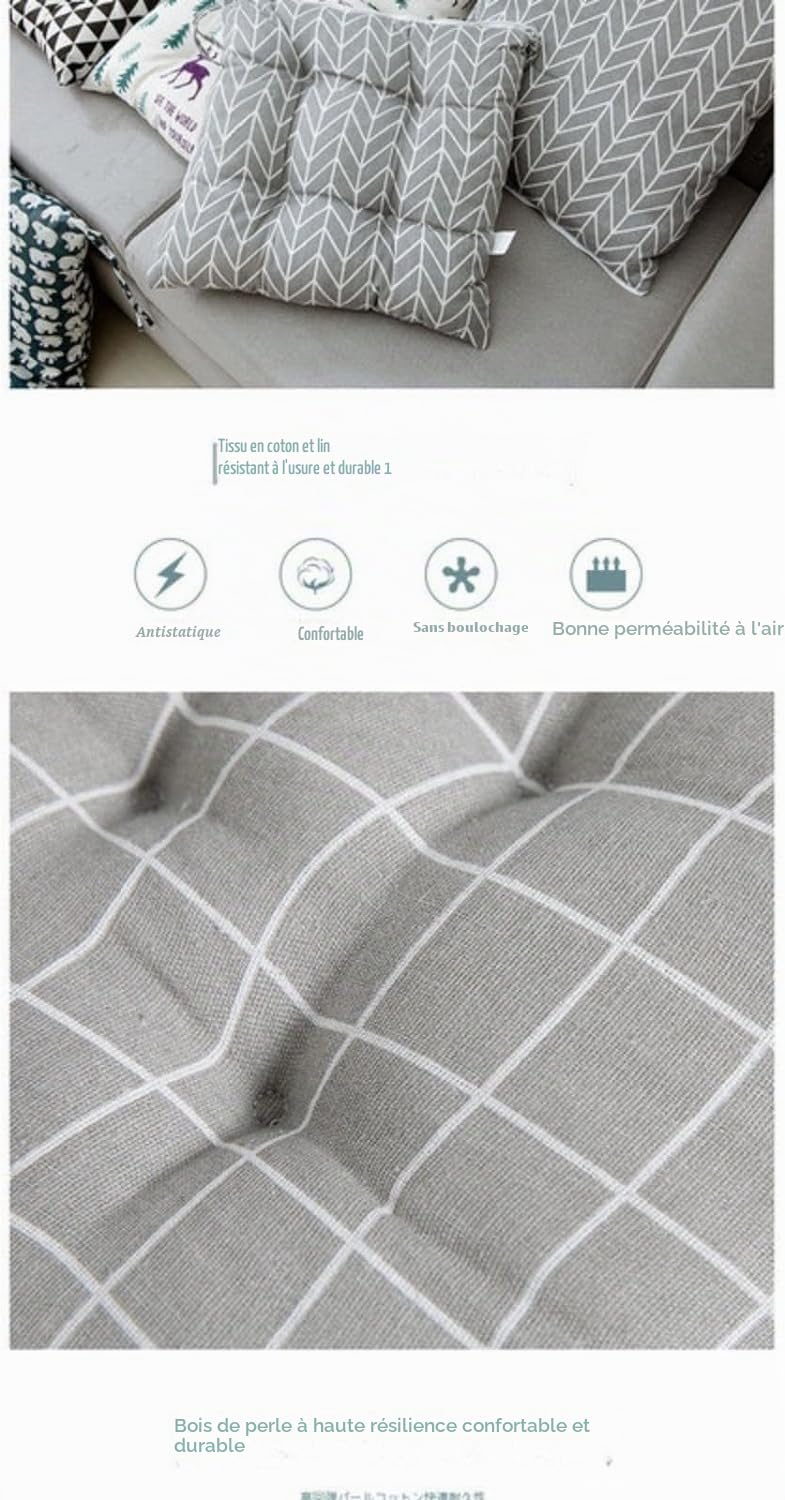 (40 x 80 cm - Lot de 2 Coussins de Chaise avec Dossier - Coussin de Dossier avec Liens - pour Chaise de Jardin et bancs, dans la Maison et Le Jardin