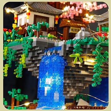 Cherry Blossom Bonsai Tree House Architecture Building Block Sets, 2705PCS Chinese Architecture Creative Micro DIY Bricks Model Toy, Sakura Tree House Building, Gift for Adults
