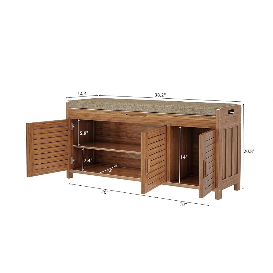 家具 cabinet bench Amazon.com: Storage Bench with Safety Hinge Wooden Entryway