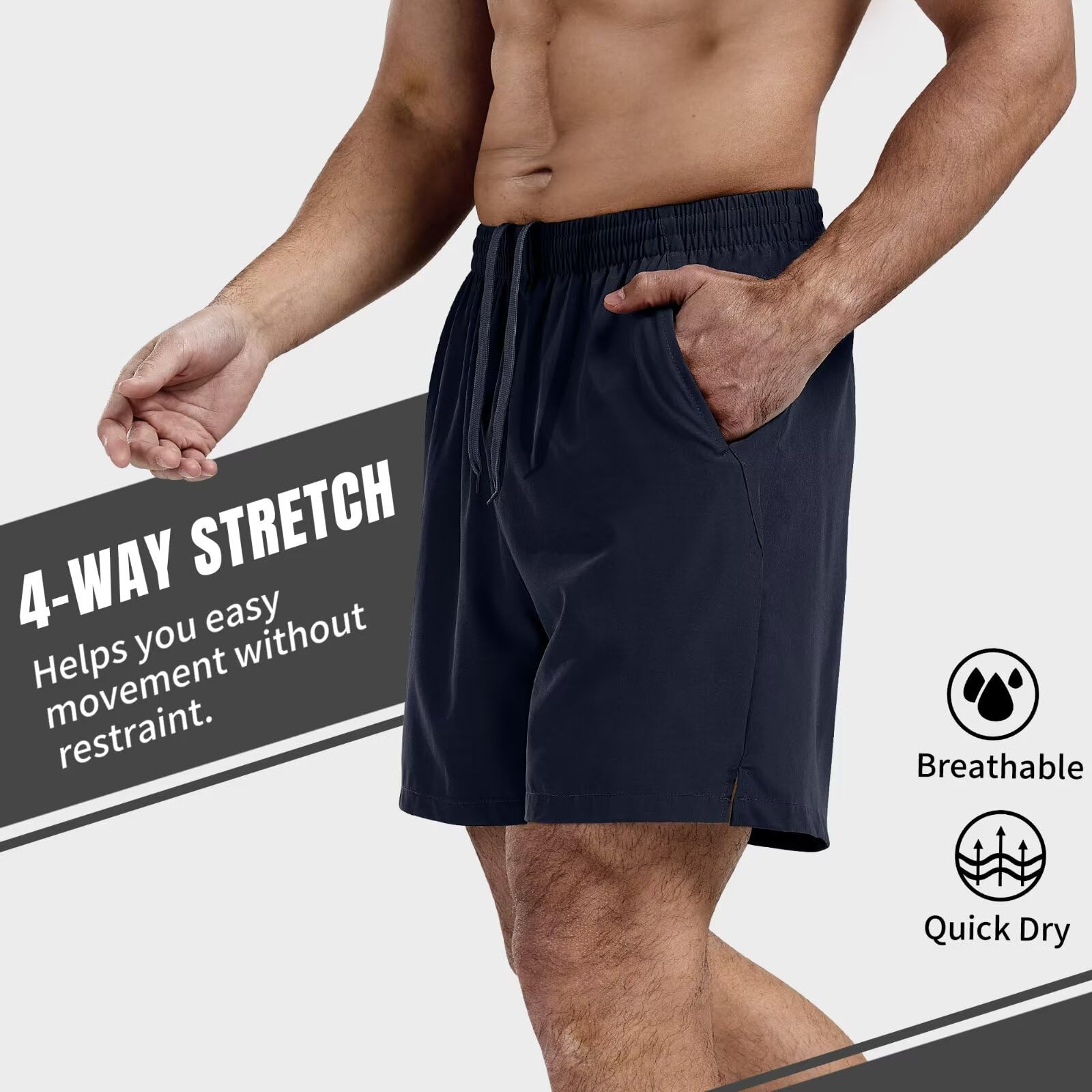 Sportliche Laufshorts für Herren, 12,7 cm (5 Zoll), Fitnessstudio, Workout-Shorts für Herren, leicht, aktive Sport-Laufshorts mit Reißverschlusstaschen