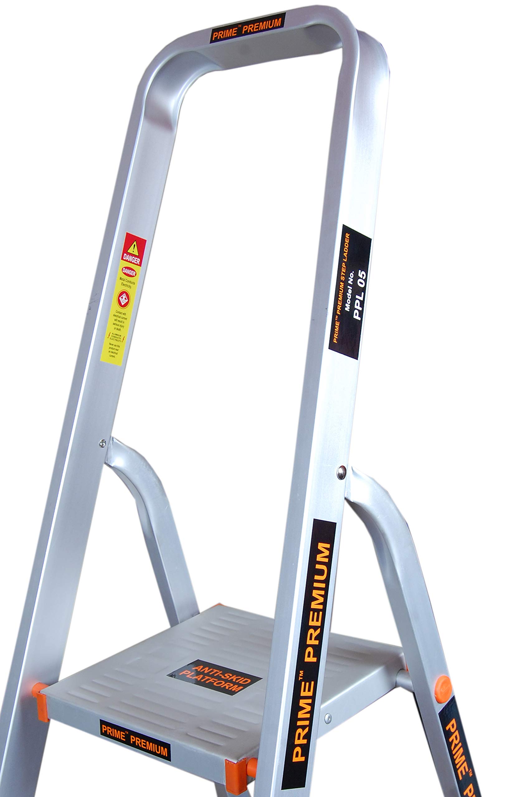 Prime Premium Aluminium Step Ladder for Home | 4 Steps (3+1) | Wide Anti-Skid Steps & Large Comfortable Platform, Foldable Rustproof Safety Ladder for Home & Office | 6 Year Warranty | Made in India 4