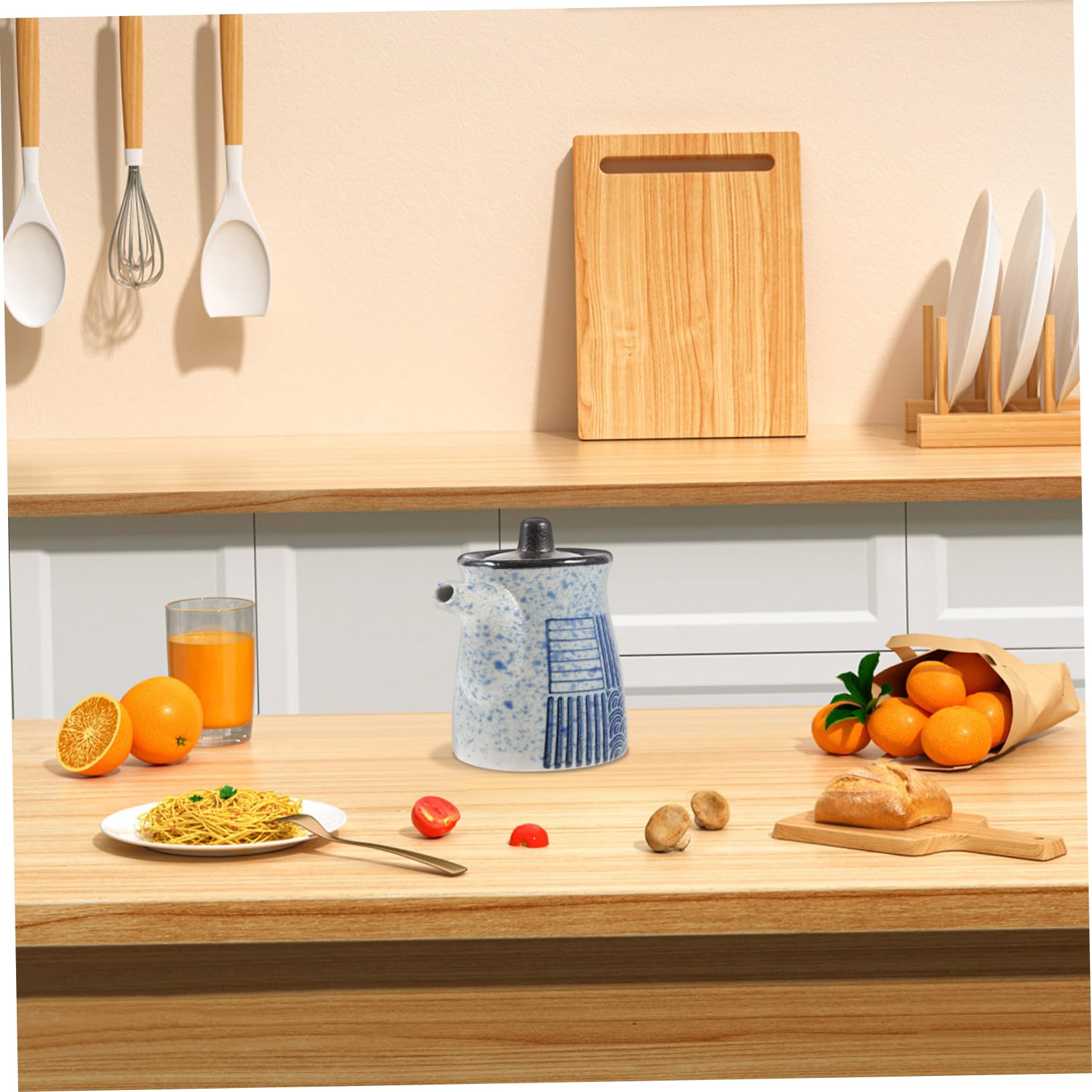 OFFSCH Ceramic Soy Sauce Bottle Elegant Japanese Vinegar Dispenser for Condiments Kitchen Tool Easy to Clean for Home Cooking