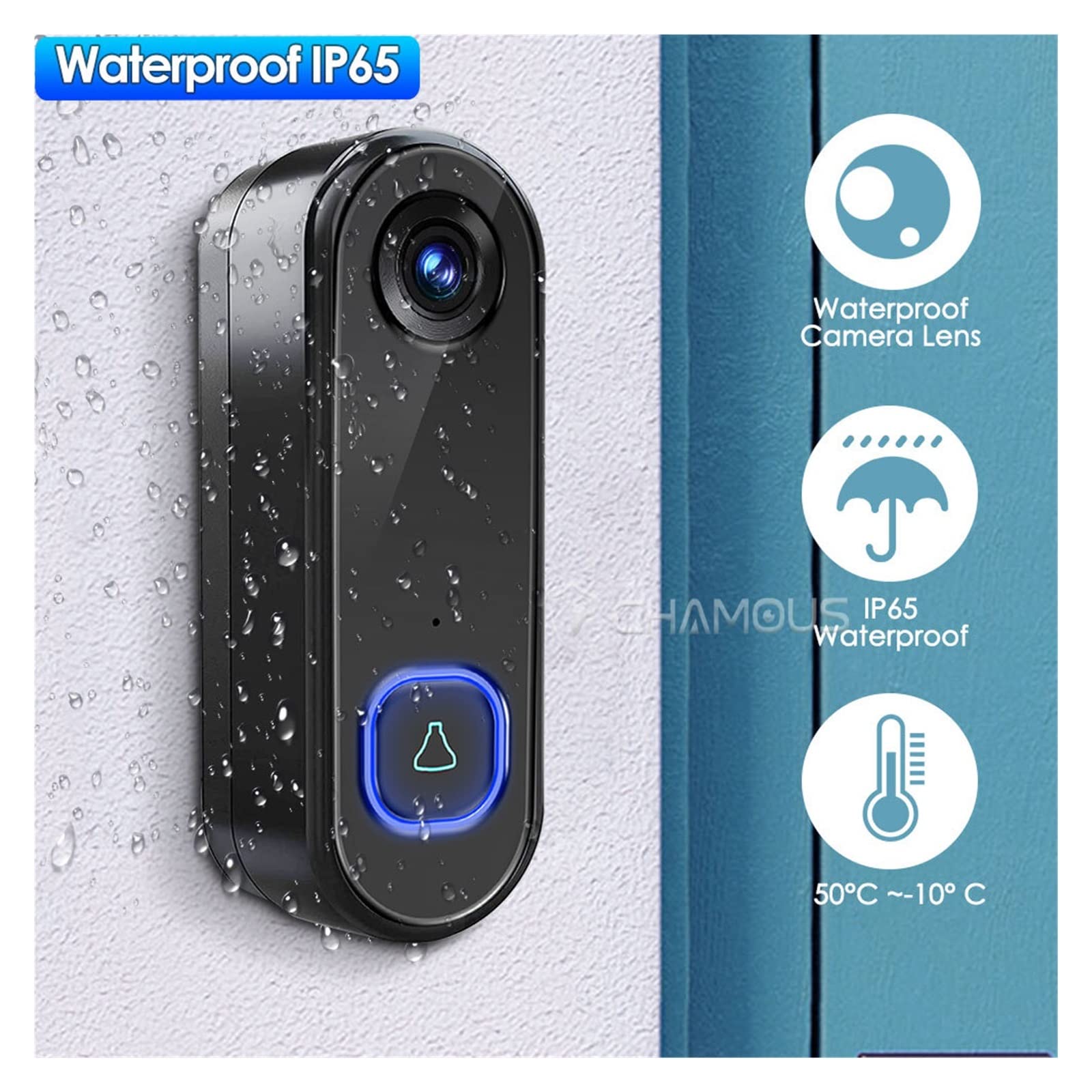 Tuya Videocitofono senza fili per esterni con telecamera per campanello da esterno AC DC 1080P Videocitofono impermeabile IP65, facile da installare (opzione 4)