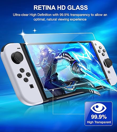 Miniatura 4 de ELISWEEN Switch OLED Protector de pantalla de vidrio templado paquete de 4 protectores de pantalla de interruptor OLED para Nintendo Switch 2021