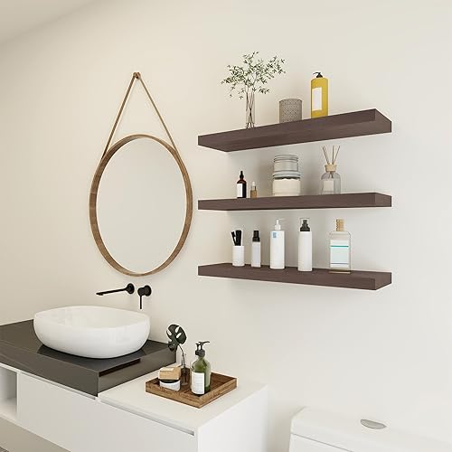 Miniatura 2 de Estante flotante, estante de pared, estantes decorativos para montar en la pared, juego de 2 estantes colgantes, paquete de 2 unidades de 24