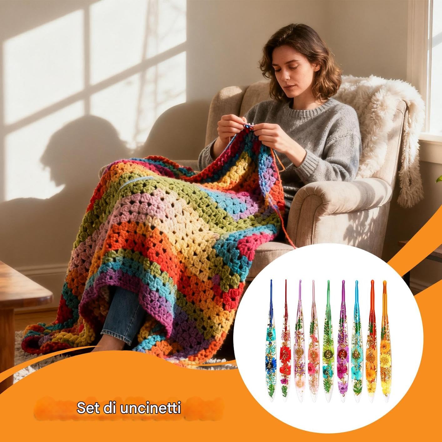 Ganchillo - Impresión Floral De 9 Piezas, Elegante Kit De Tejer, Set Artesanal | El Porta Agujas Para La Manta, Sombrero, Bufanda, Suéter Ofrece Una Comodidad Elegante Durante El Trabajo Cre
