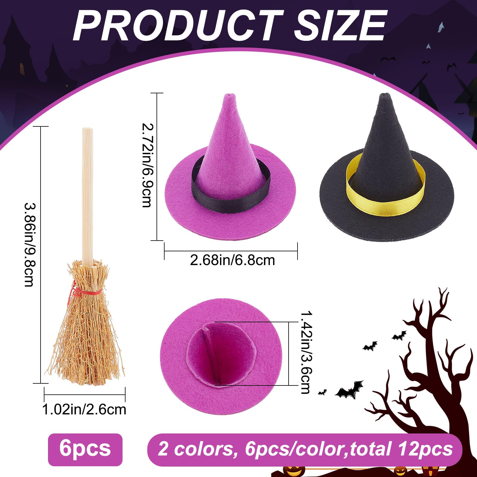 GAROZATION 1 Lot De Chapeaux De Sorcière Pour Travaux Manuels, Chapeau