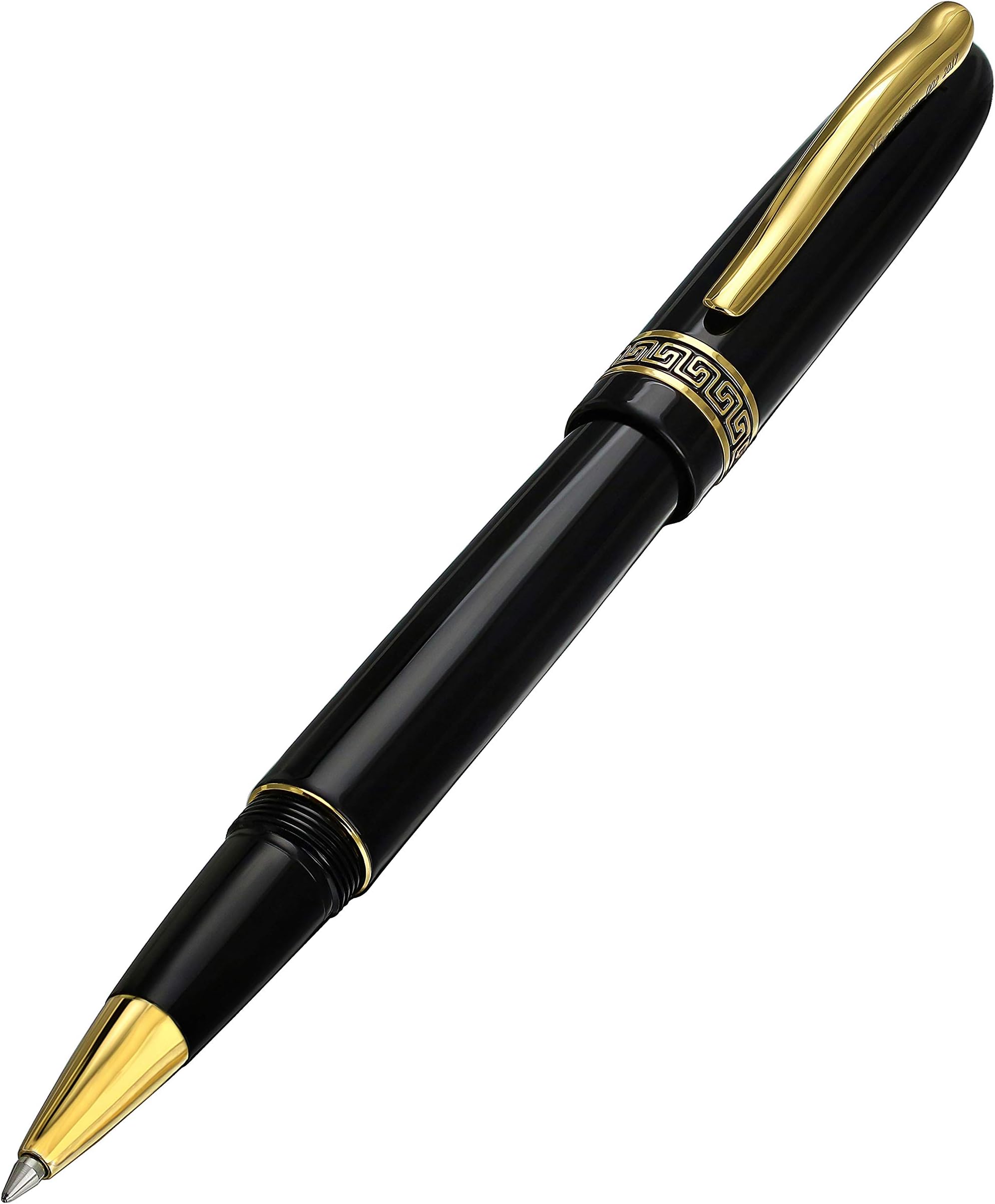 Xezo Phantom Rollerball Pen, Fine Point. Classic Black Enamel with 18 Karat Gold Plating. Handcrafted, Limited Edition, Serialized