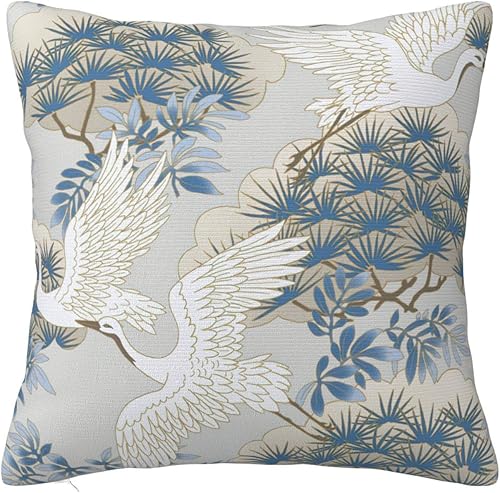 Sprig and Heron - Fundas de almohada rústicas para decoración del hogar, sofá, sala de estar, dormitorio, cama, cojín al aire libre, 22 x 22 pulgadas