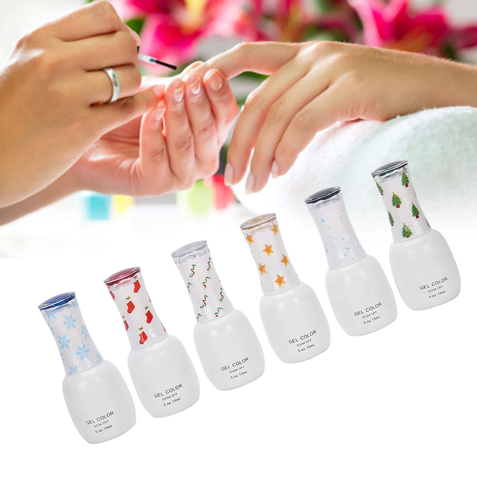 Set di Smalti Gel UV per Unghie, Kit per Manicure Soak Off con | Ingredienti Non Tossici, Sicuro per le Unghie Naturali, Finitura Glitterata Olografica, Flacone 15 Ml, Confezione Regalo,