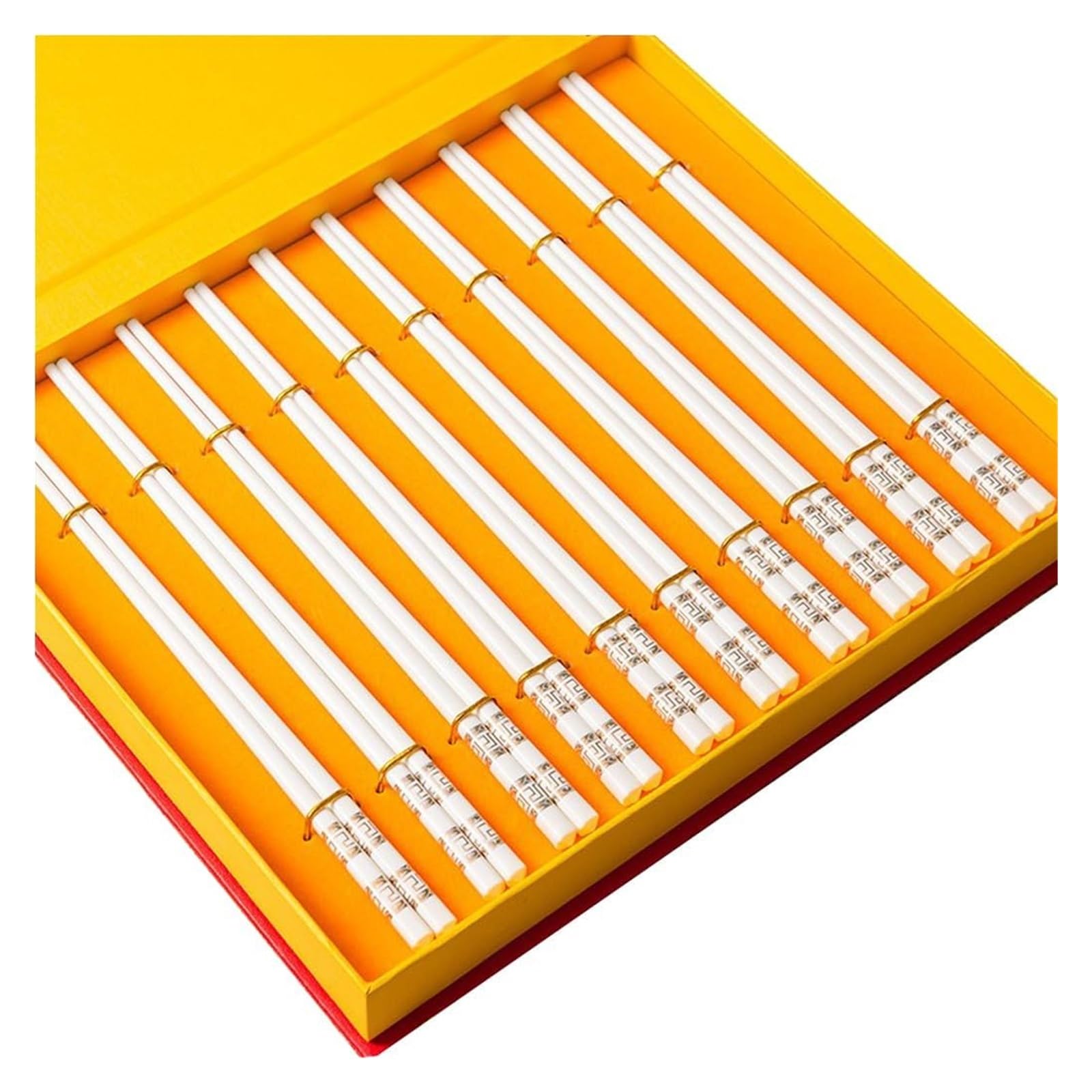 Baguettes en céramique, Coffret cadeau de 10 paires baguettes réutilisables avec étui, en céramique d'os haute qualité(W)