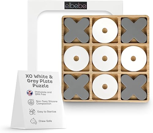 elbebe XO - Juego de placa de silicona para niños, juego de mesa auxiliar, tablero de viaje para niños, juegos de mesa, ideas, juguetes sensoriales