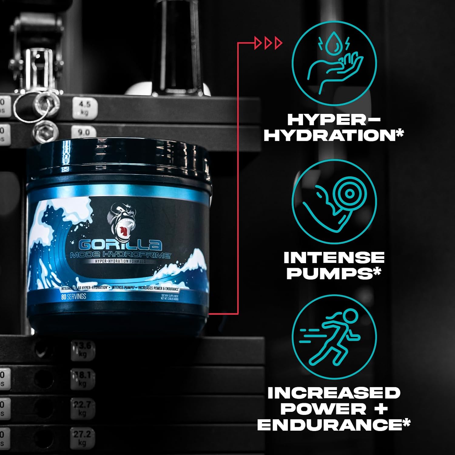 Gorilla Mind Hydroprime® Glycerol Pre-Workout - Hydrating Pre-Workout Formula for Intense Pumps · Intramuscular Hyper-Hydration · Increased Power & Endurance/Mixes Flawlessly - 400g - Image 5