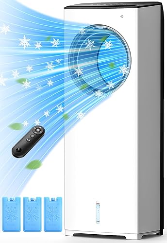 BALKO Enfriador de aire evaporativo de 32 pulgadas, enfriador de aire acondicionado sin ventanas con modo de suspensiónnaturalnormalfrío, 3