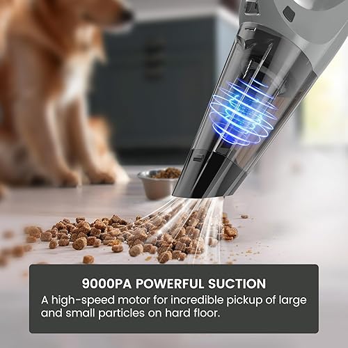 Miniatura 6 de Hihhy Aspiradora de mano inalámbrica, portátil recargable con potente succión de 9000 PA, aspiradora de mano con 9 filtros, aspiradora de mano