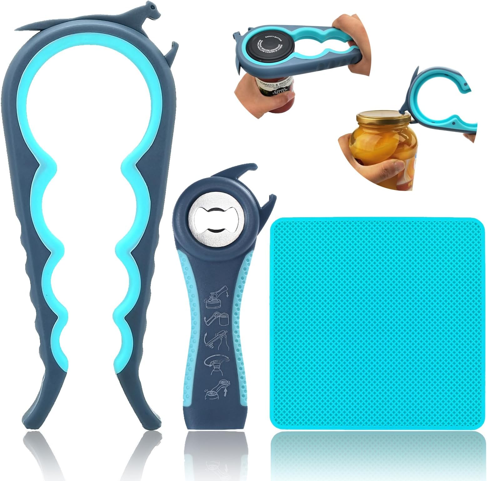 Latest Jar Opener and 5 in 1 Bottle Opener with Rubber Jar gripper Pad Ideal for Seniors with arthritis Weak Hands and Low Strength