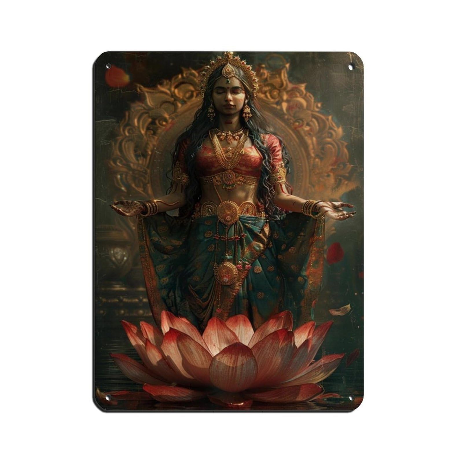 Lakshmi Art-Goddess Art (3) Tin Sign Vintage Metal Pub Club Cafe Bar Home Wall Art Decoration Poster Retro 12x16inch(30x40cm)