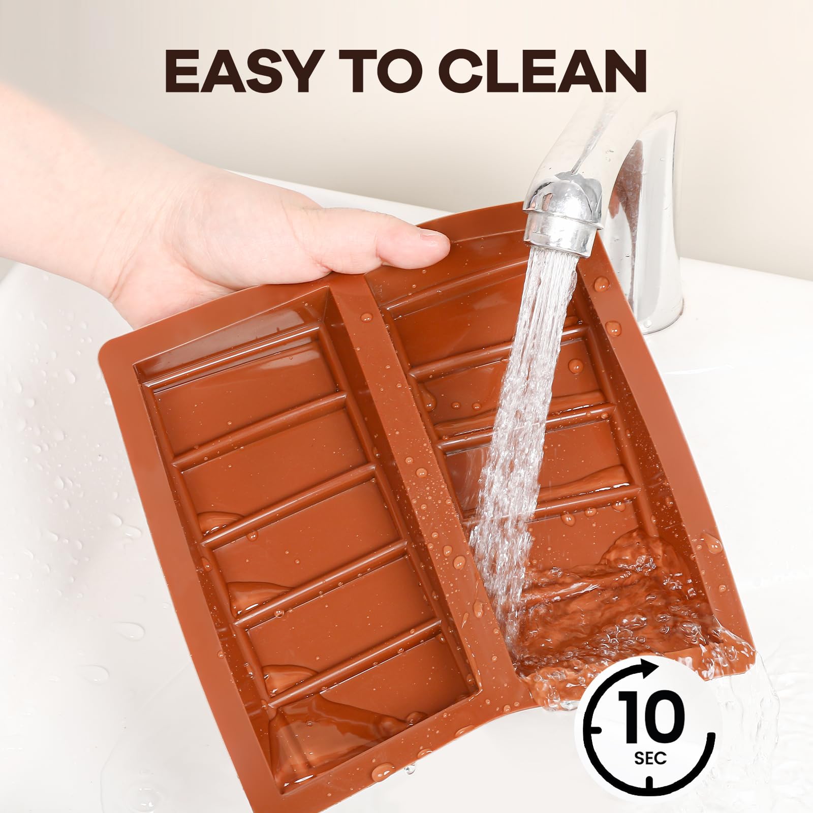 Molde de silicona para barra de chocolate, molde de chocolate Dubai de 1 pulgada de profundidad, antiadherente, flexible, grande y grueso, chocolates caseros, dulces y postres, juego de 2