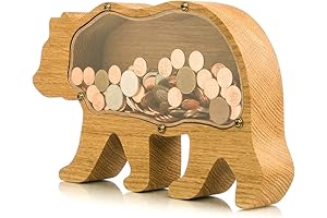 Wooden Money Box Keepsake | Personalized Piggy Bank for Kids - Grizzly Bear