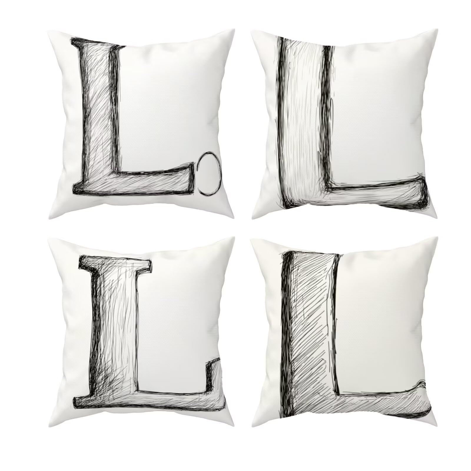 Lot de 4 housse coussin canape lettre velours 45x45