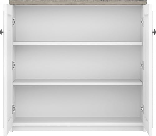 Miniatura 4 de Bush Fairview - Armario de almacenamiento pequeño de 30.71 pulgadas con 3 estantes, gris Shiplap grisblanco puro (WC53696-03)
