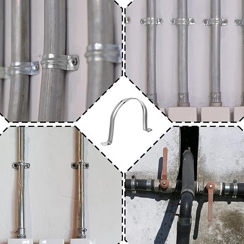 Miniatura 5 de 10 abrazaderas de correa de tubo M100, soporte en U de acero inoxidable de 4 pulgadas, colgador de manguera de 2 agujeros, clips de tensión para