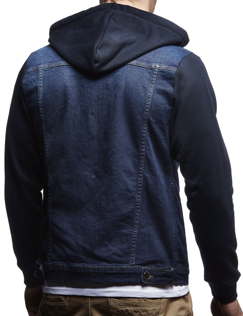 Leif Nelson chaqueta con capucha chaqueta de mezclilla de los hombres LN-5615