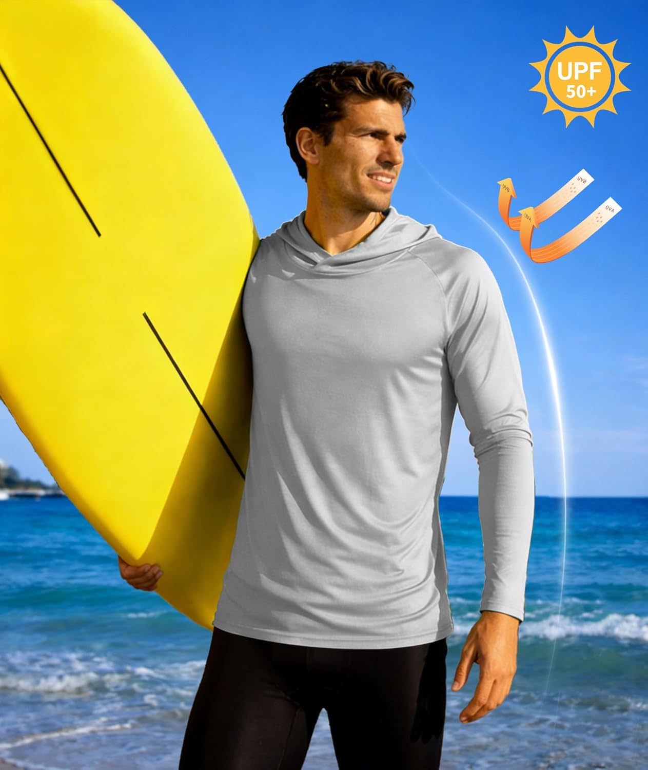 ZITY 5 Pack Mens UPF 50+ Hoodie Shirts Sun Protection Athletic Fast Dry Lightweight Rashguard for Fishing Hiking Workout - Image 3